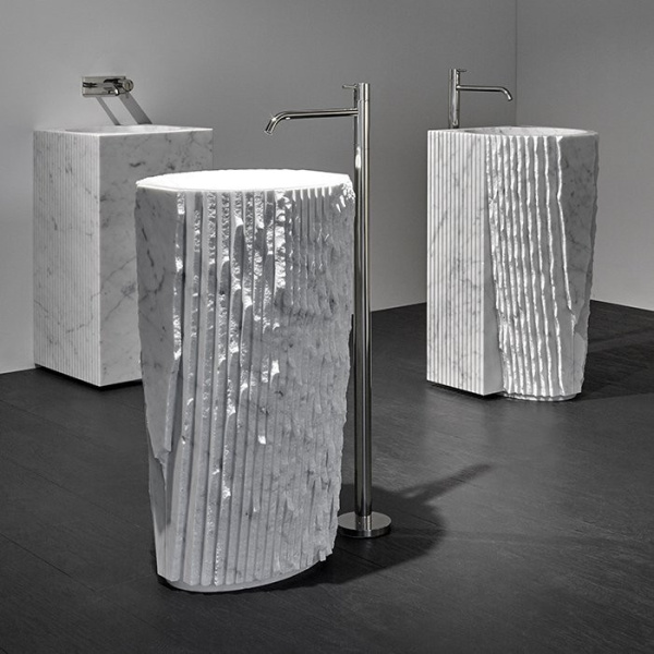 Раковина напольная 45 см Antonio Lupi Controverso CONTROVERSO мрамор бело-серая