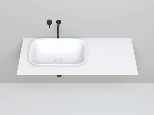 раковина salini marea 02 1802202m полувстраиваемая, 59.8x39.8 см, из искусственного камня s-stone, белая матовый