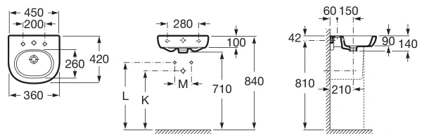 раковина 45x42 см roca meridian 327245000