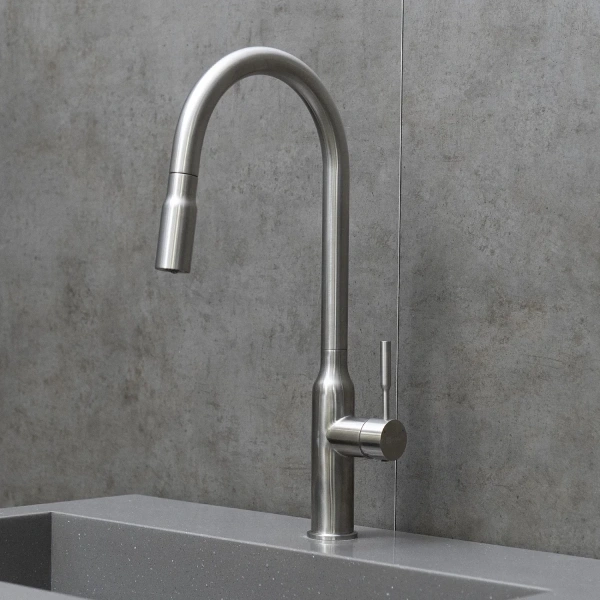 смеситель для кухни lemark expert lm5086s с выдвижным изливом, нержавеющая сталь