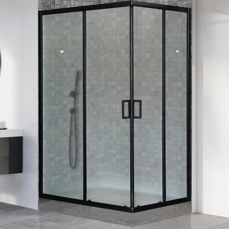 Душевой уголок Royal Bath HPD 110×80 RB8110HPD-C-BL профиль черный, стекло матовое