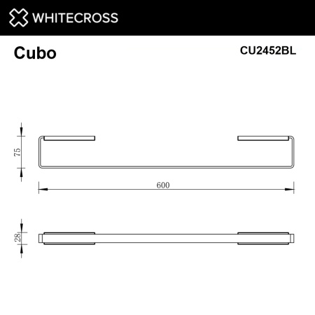 полотенцедержатель 60 см whitecross cubo cu2452bl черный мат