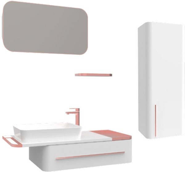 тумба с раковиной creavit angel 120 al0120.01.bbr+ul060 подвесная белая розовое золото