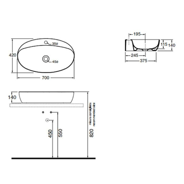 раковина azzurra elegance circle 70 ella070420cmbi/(eci70m bi)*1 белая
