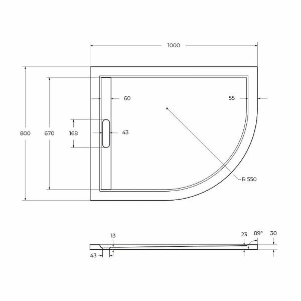 душевой поддон из искусственного камня cezares tray as 100x80 l tray-as-rh-100/80-30-w-l белый