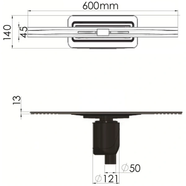 душевой трап (лоток) berges simpel 090011 60 см, с решеткой, перфорированный, матовый хром