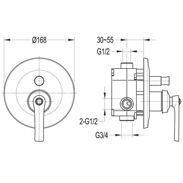 смеситель для душа cezares liberty-f-vdim-01 хром