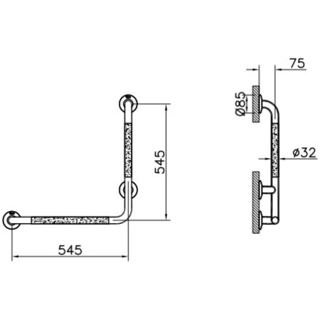 поручень для ванной vitra arkitekta опорный цвет хром, a44467