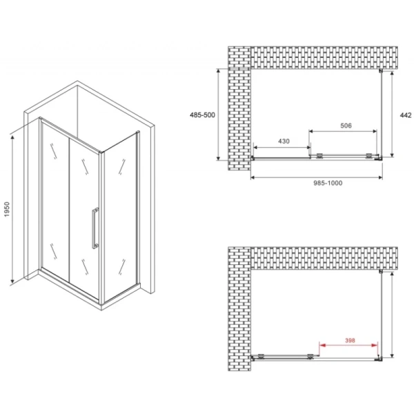боковая стенка 50 см abber schwarzer diamant s50 прозрачное