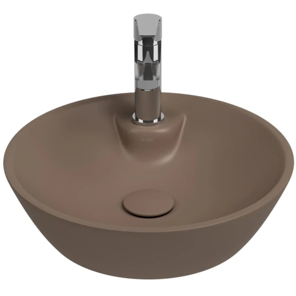 раковина isvea sistemay soft 10sy65045sv-2h накладная, ø45 см, коричневый матовый