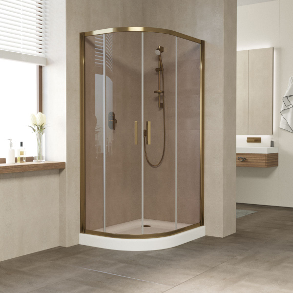 душевой уголок vegas glass zs-f 90*80 05 05 профиль бронза, стекло бронза