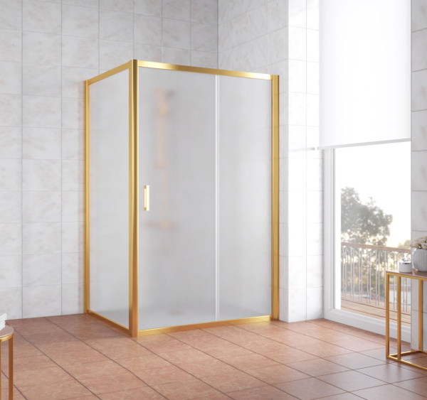 душевой уголок vegas glass zp+zpv 140*80 09 10 профиль золото, стекло, стекло сатин
