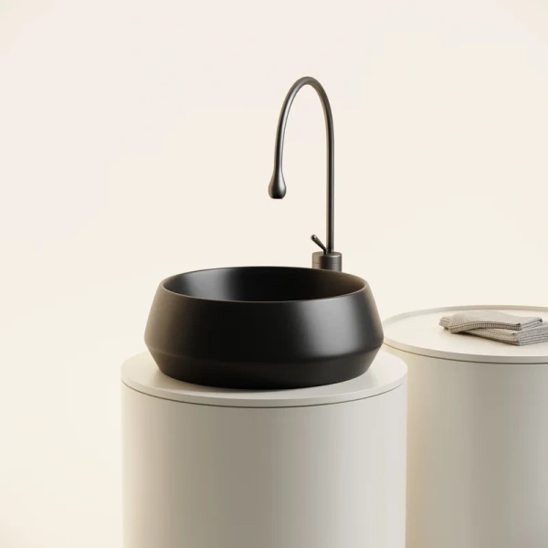 раковина накладная ceramicanova maya круглая 40 см цвет черный матовый cn12004mb