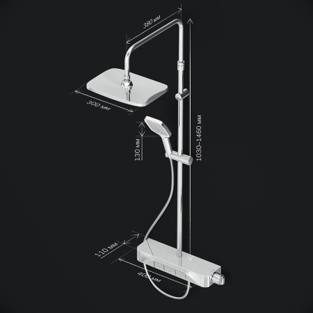 душевая система am.pm func f078f200 с термостатом, цвет хром