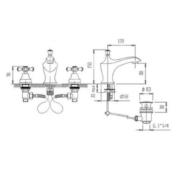 смеситель для раковины caprigo monarch 41-021-oro золото