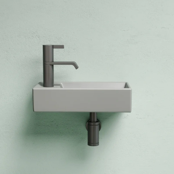 раковина ceramicanova element cn6051rmh подвесная, чаша справа, 41.7х21.7 см, антрацит матовый