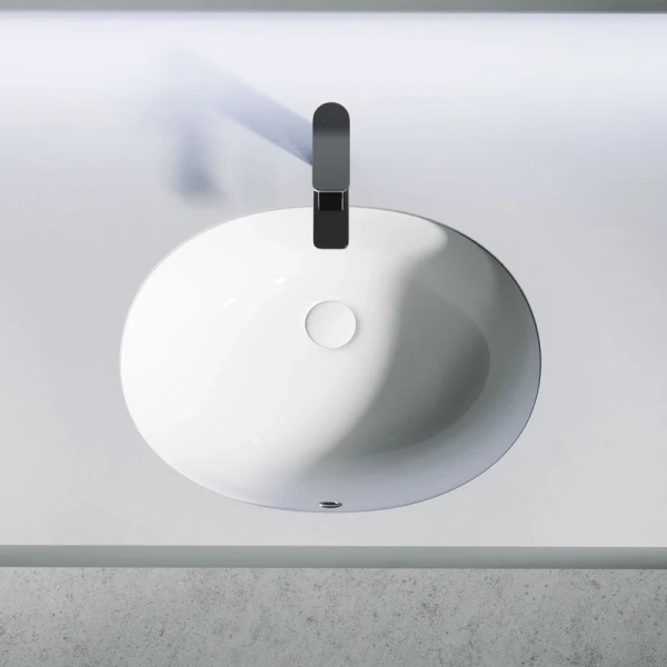 раковина встраиваемая под столешницу ceramicanova element овальная 520x380x150 мм с переливом цвет белый cn6076