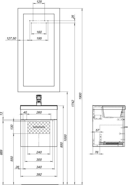 тумба под раковину aquanet нота 00159137 39.2x34.2 см, белый глянец