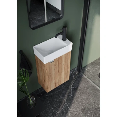тумба под раковину sancos mini 355х205х500, с распашной дверцей, дуб галифакс натуральный , арт.mn35egr