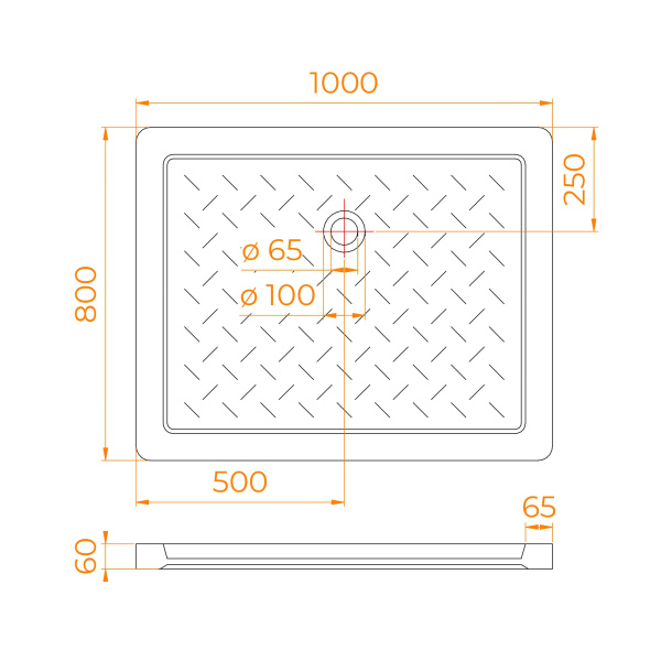 душевой поддон rgw cer cr-108 керамический, прямоугольный, 80×100×6 см, белый глянец