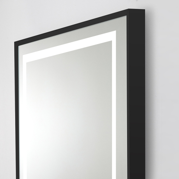 зеркало belbagno kraft 70 spc-kraft-700-800-led-tch-warm-nero с подсветкой черное с сенсорным выключателем и подогревом