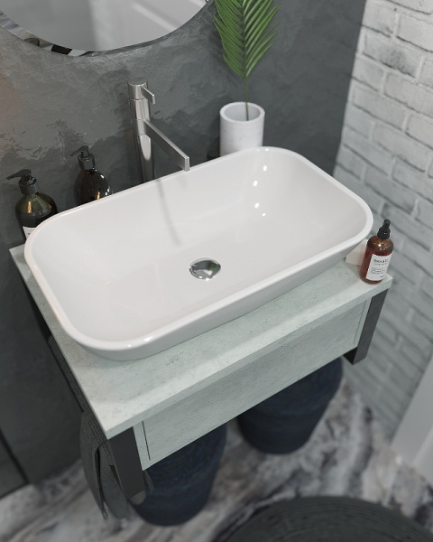 тумба под раковину 1marka grunge loft 60п ц0000001582 подвесная бетон светлый