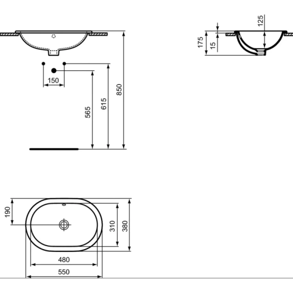 раковина встраиваемая 55 см ideal standard connect e504801