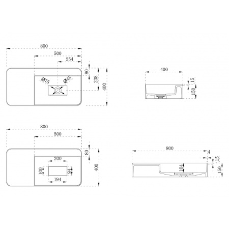 раковина 80x40 см abber stein as2627-0.8