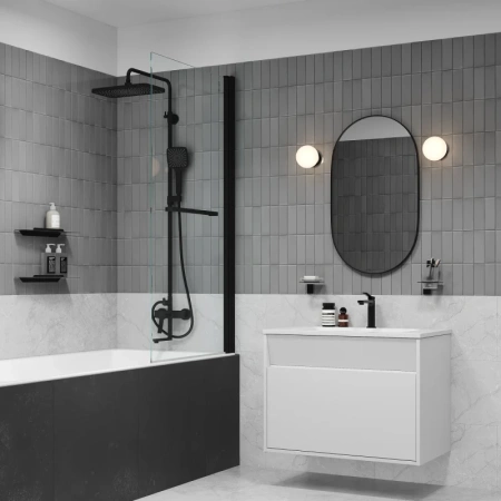душевая система iddis parker parbl3fi06 340x190 мм, со смесителем, черный матовый