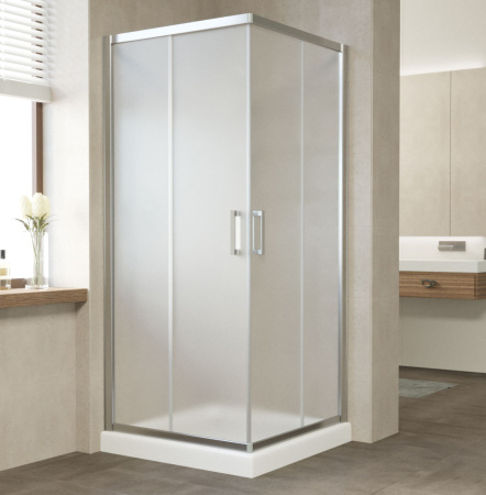 душевой уголок vegas glass za 80 08 10 профиль глянцевый хром, стекло сатин