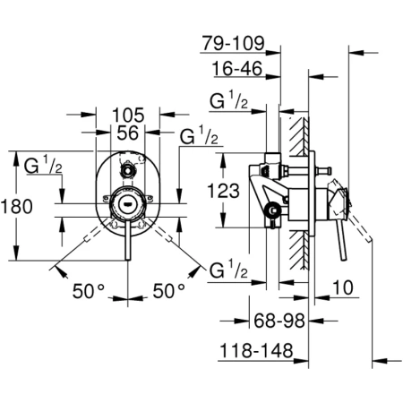 смеситель для ванны grohe bauclassic 29047000