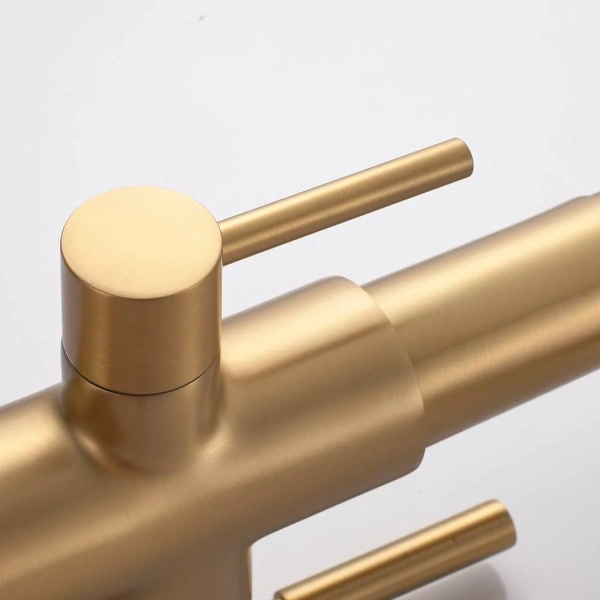 смеситель для кухни rose r658g с подключением к фильтру, гибким изливом, золотой матовый