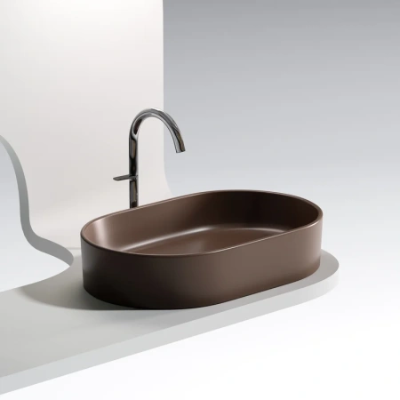 раковина ceramicanova element cn6048mdb накладная, 60.8x38.5 см, темно-коричневая матовая