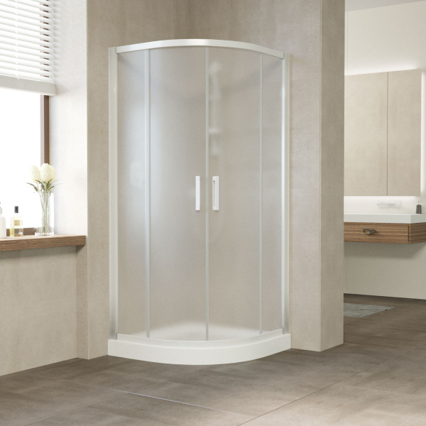 душевой уголок vegas glass zs 100 01 10 профиль белый, стекло сатин