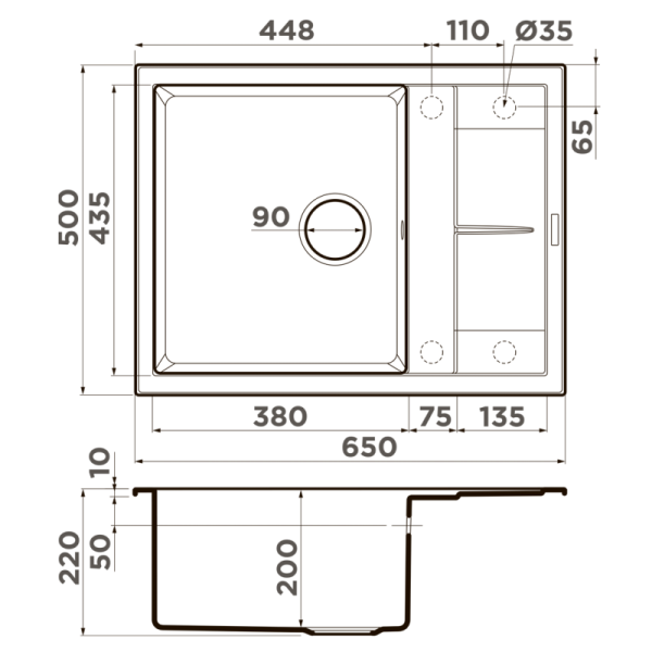 кухонная мойка omoikiri sumi 65a-wh белый 4993861