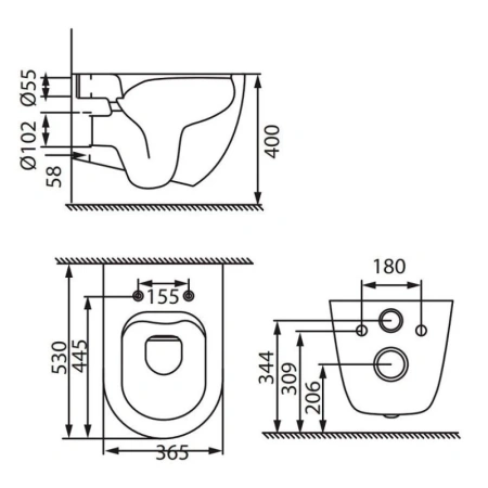 унитаз подвесной allen brau reality 4.32006.an безободковый, без сиденья, цвет антрацит