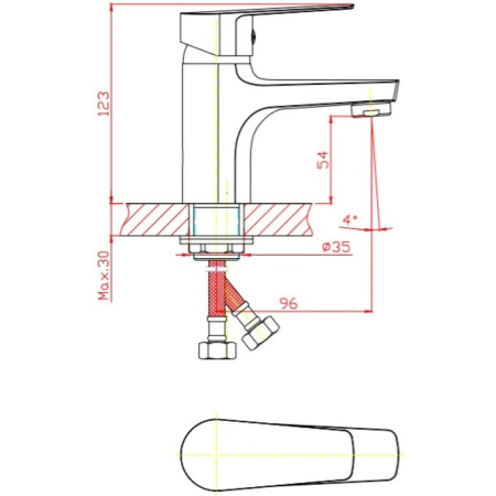 смеситель для раковины orange loop m26-021gr серый