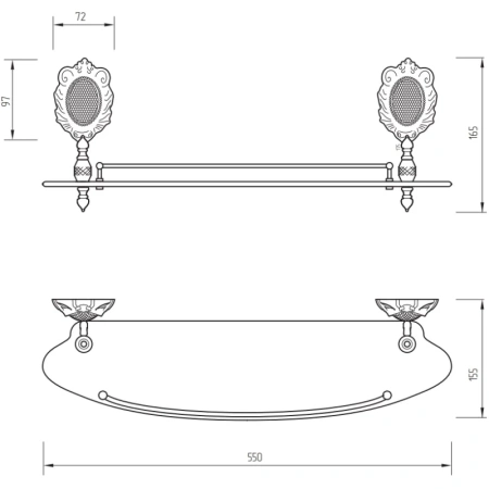 стеклянная полка migliore cleopatra 16692 цвет золото