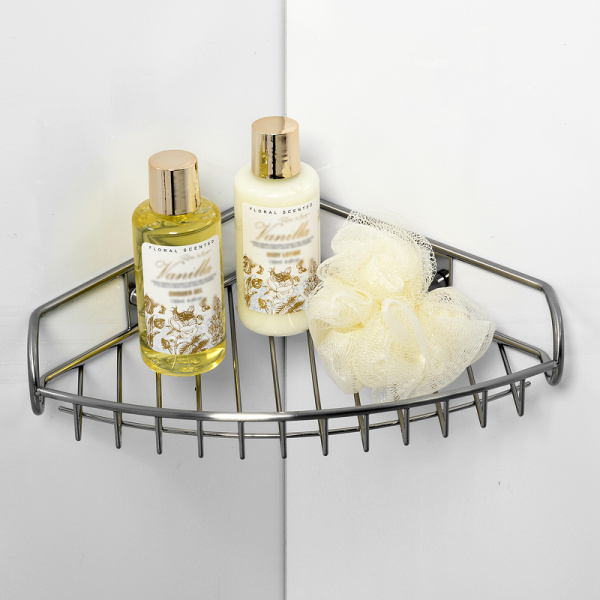 Полка корзина WasserKRAFT Ammer K-1511 угловая, цвет хром матовый Полка корзина WasserKRAFT Ammer K-1511 угловая, цвет хром матовый