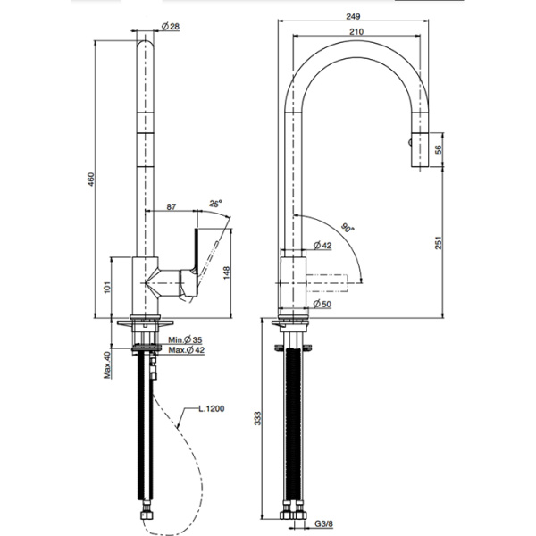 смеситель для кухни fima carlo frattini kitchen mast f3538wcr, хром