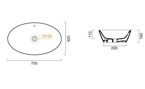 раковина накладная 70 см catalano velis 170apvl00, белая.