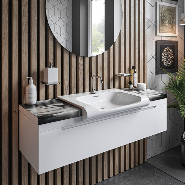 kerasan kerasan inka project тумба с раковина inka 40x40x35,5 без отверстия под смеситель, подвесная, цвет: белый с панелями