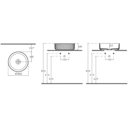 раковина isvea ion 10nf66036sv-2t накладная, ø36 см, мятно-зеленый матовый