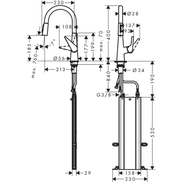 смеситель для кухни hansgrohe talis m51 73851800