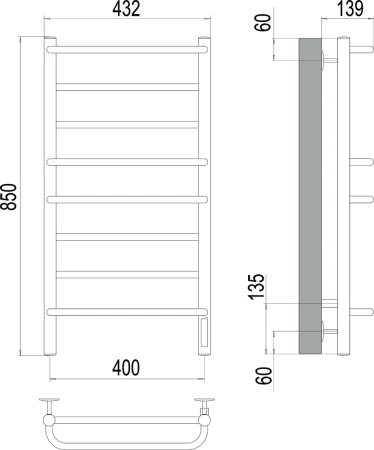полотенцесушитель электрический terminus евромикс п8 400x850 4670078531285
