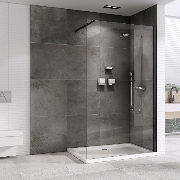 душевая перегородка abber immer offen 120 ag61120b8 профиль черный, стекло прозрачное 457417