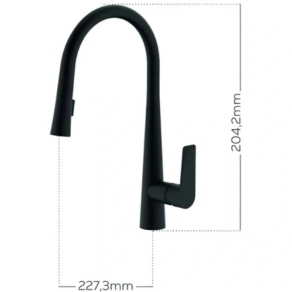 смеситель для кухни creavit mf8858s с выдвижным изливом, черный матовый