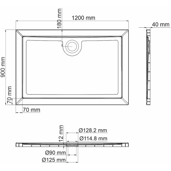 душевой поддон из стеклопластика wasserkraft salm 120×90 27t07 белый глянец