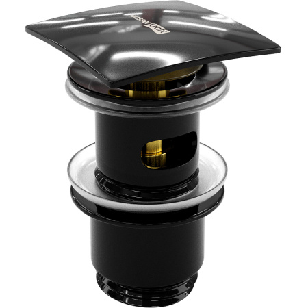Донный клапан WasserKRAFT Glan A166 click-clack, черный глянец