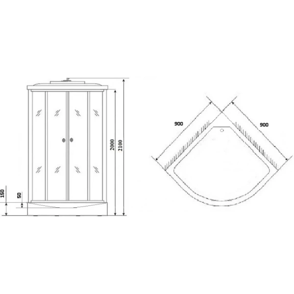 душевая кабина niagara lux ng-7701w (90x90х210) низкий поддон (15см) стенки белые